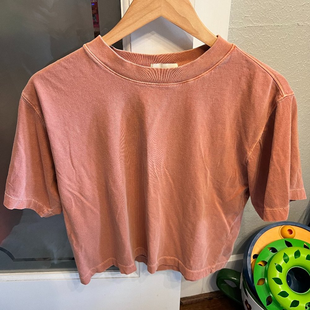 RicherPoorer Women's Relaxed Crop Tee Blush Light Pink size small